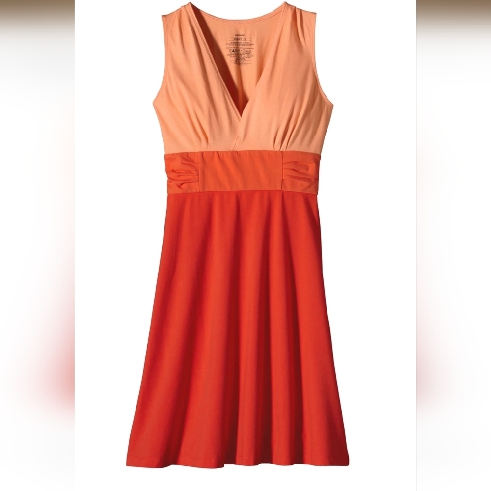 Women's Patagonia Orange VNeck Short Sleeve Dress Size Small